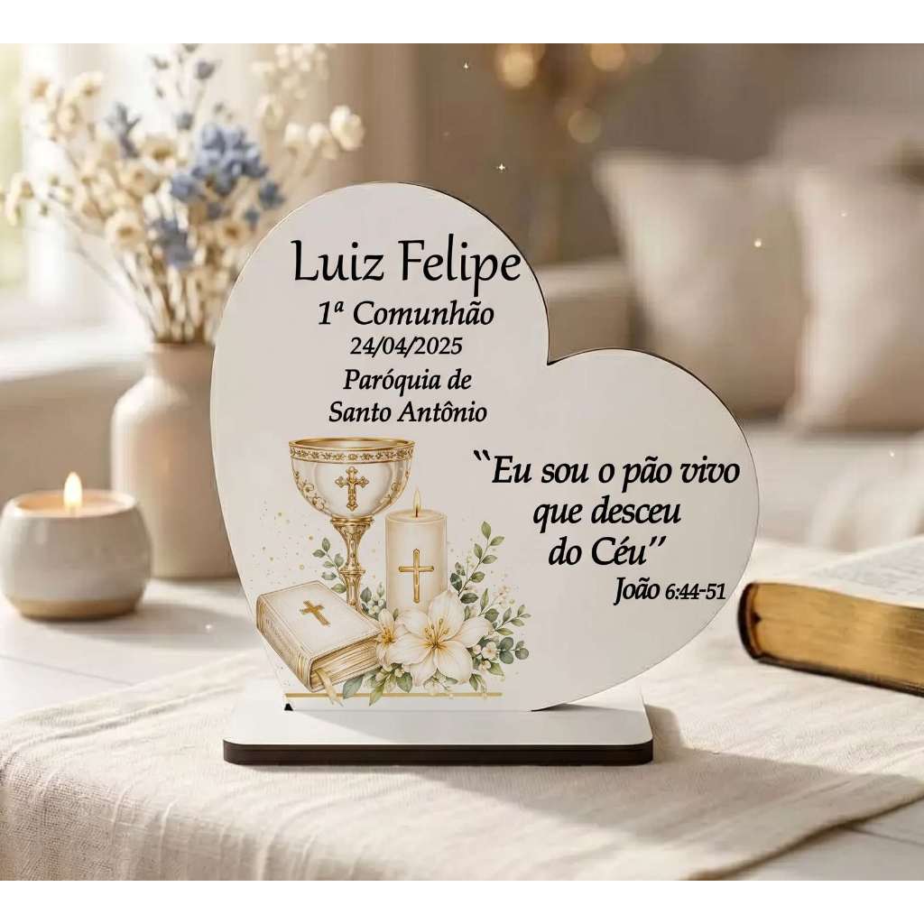 84 Lembrancinha Primeira Comunhão Personalizado Em Mdf Branco Eucaristia Igreja crisma