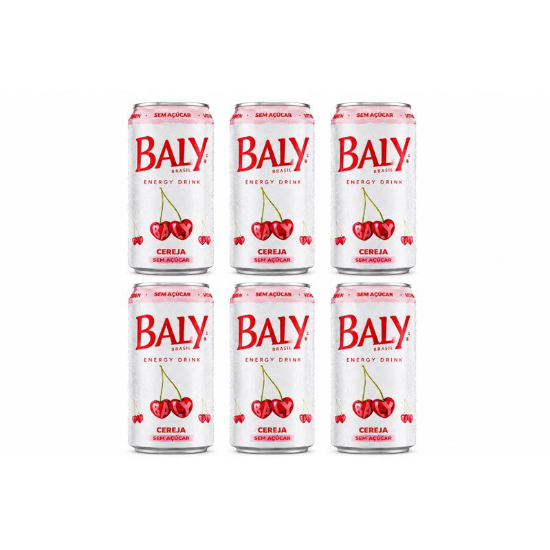 Energético Baly Sem Açúcar Cereja 473ml - Kit C/ 6 Unds
