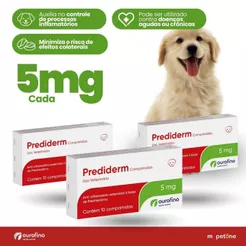 3 Prediderm 5mg Ourofino 10 Comprimidos Para Cães Anti-inflamatório