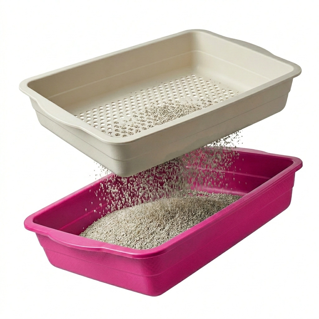 Kit Caixa de Areia para Gato 3 Itens com Peneira Furba Fácil Banheiro Higiênico Bandeja Sanitária