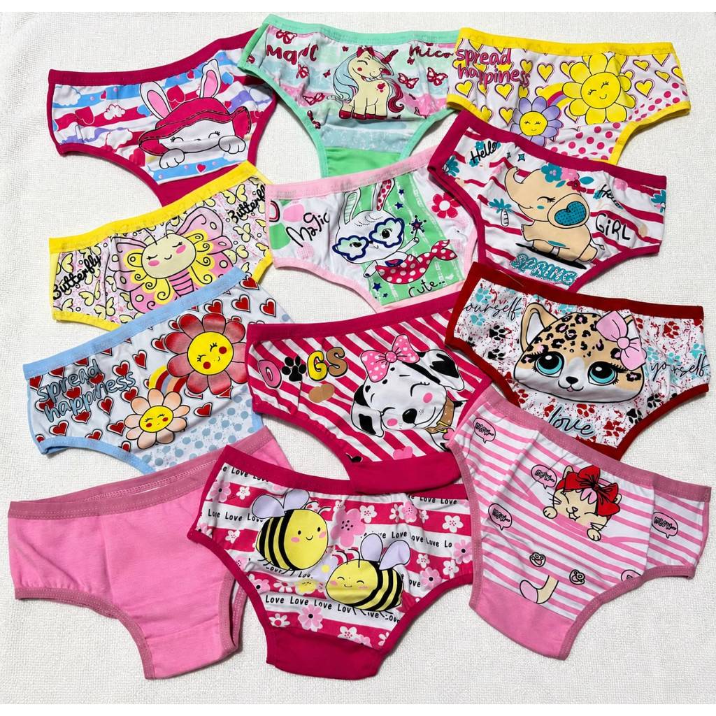 KIT 2 CALCINHAS MENINA INFANTIL ALGODÃO ESTAMPA SORTIDAS