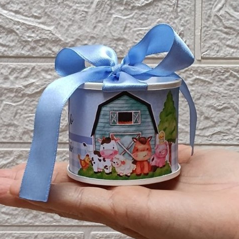 Kit Tubolata Personalizada Fazendinha Azul Lembrancinha / chá de bebê/ revelação/ batizado/ maternidade/ aniversário 5x6