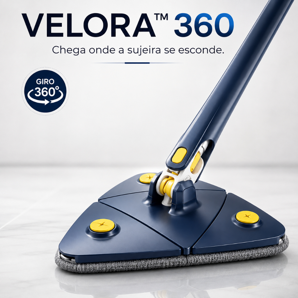 Mop Triangular Giratório 360° Rodo Esfregão Limpeza Multiuso Microfibra Ajustável para Piso Cantos Vidro Parede