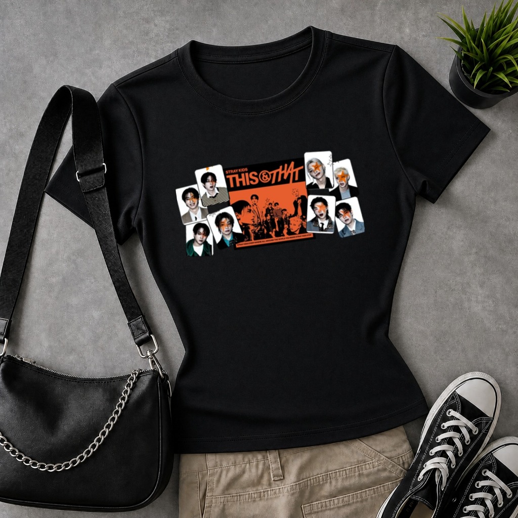 Camiseta stray kids novo album THIS THAT babylook streetwear Dominate Word Tour Kpop blusa coreana