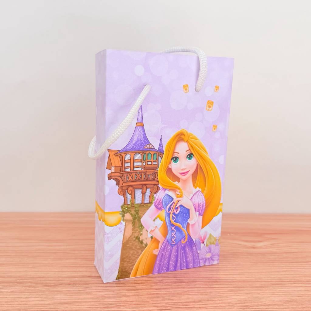 Sacolinha P Personalizada Enrolados Rapunzel para Aniversário Lembrancinha Festa Infantil de 10 a 40 unidades