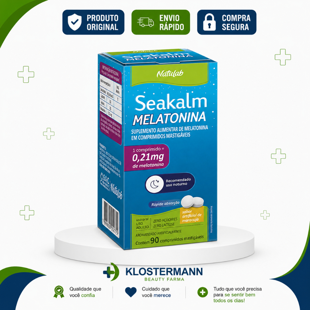 Seakalm Melatonina 0,21Mg Com 90 Comprimidos Mastigáveis - Natulab