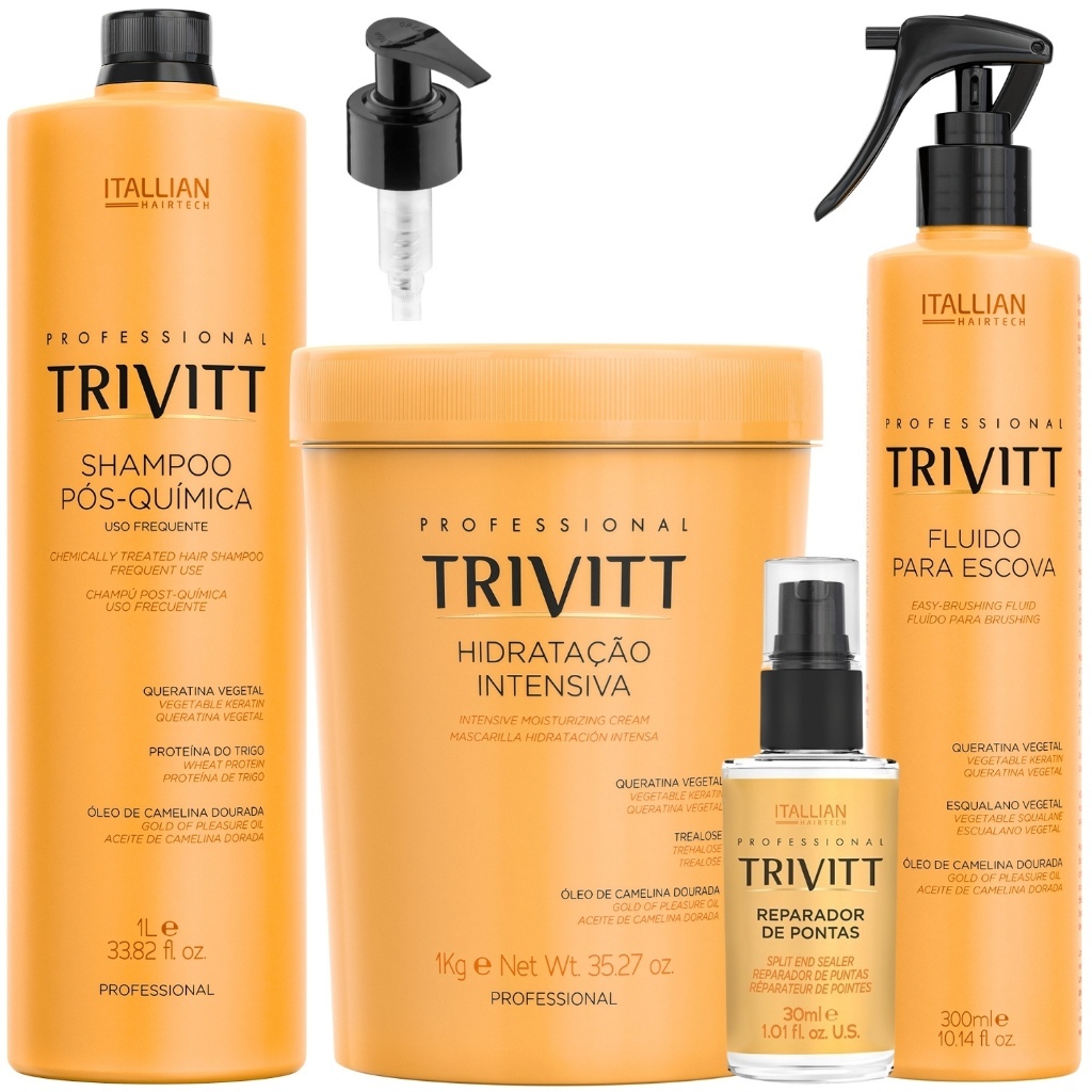 Combo 4 Produtos Trivitt Itallian Color Mascara 1kg Shampoo Fluido e Reparador