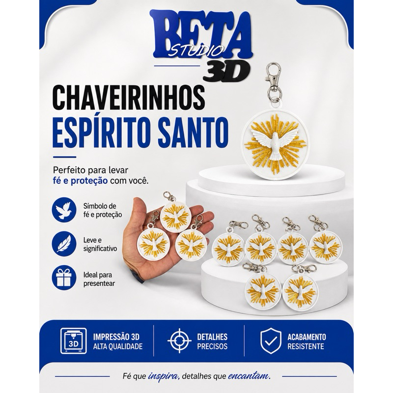Chaveiro Espírito Santo Religioso Católico Divino Lembrancinha Batizado Crisma Presente