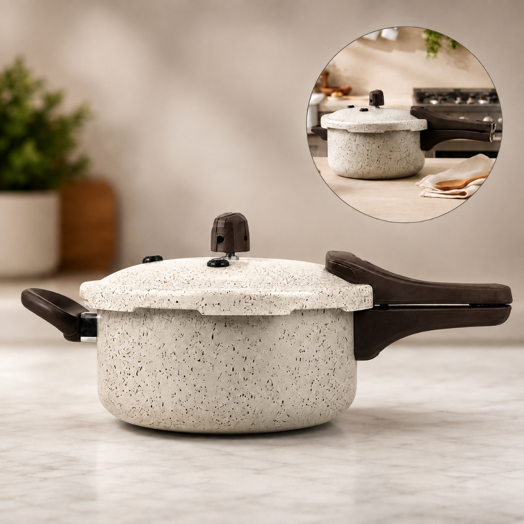 Panela de Pressão 3L Litros SmartPress Marfim Válvula Segurança Cozinha Rápida Fechamento Externo