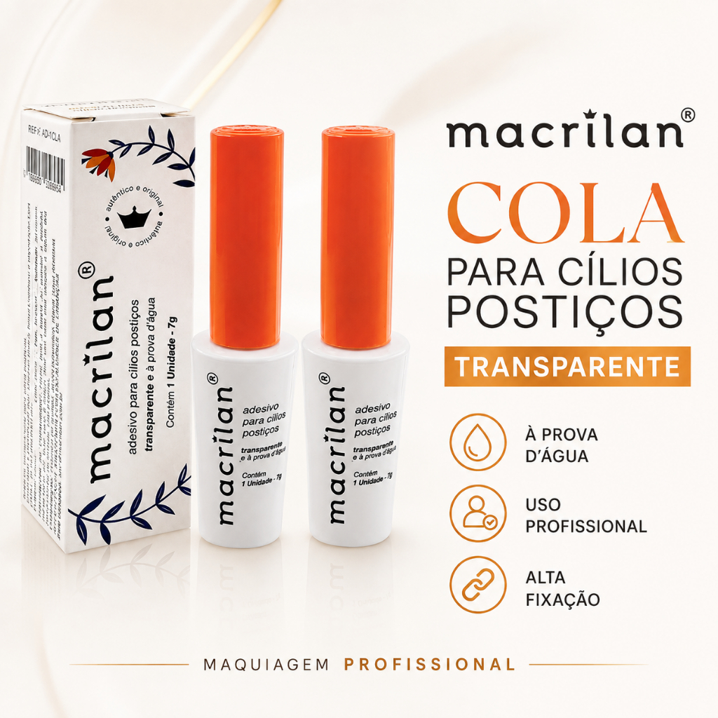Cola Para Cílios Postiços Macrilan Transparente Fixação Prática À Prova d’Água