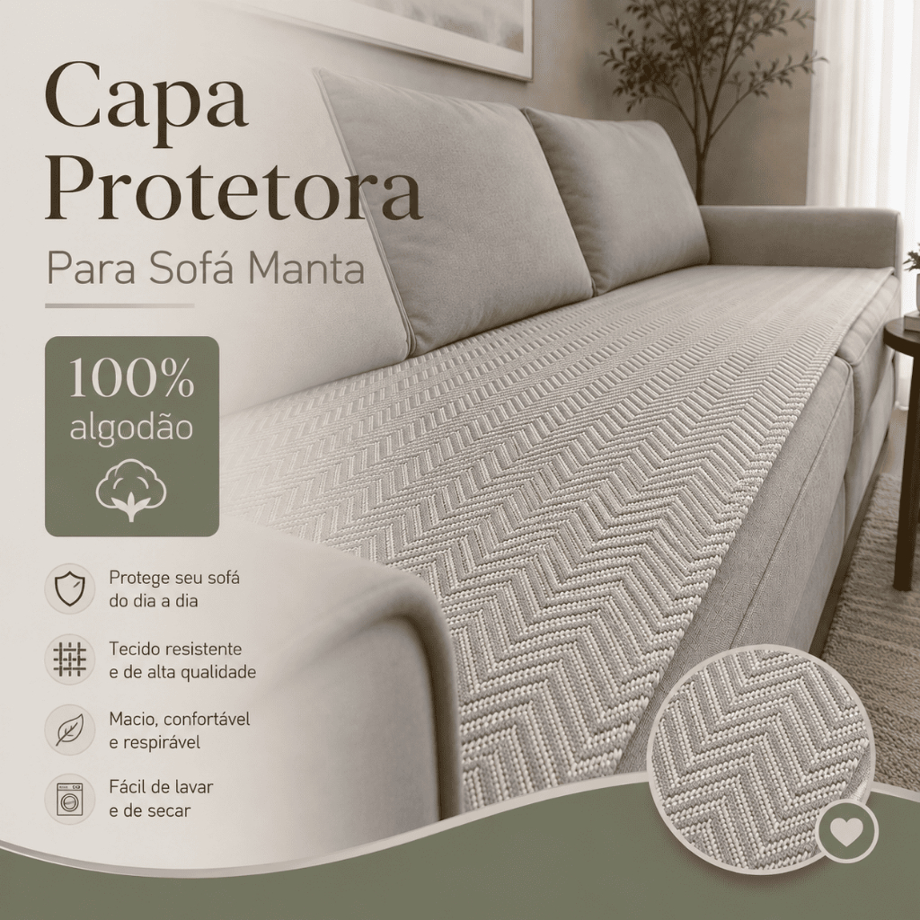 Manta para Sofá 100% Algodão Pilão Capa Protetora — imagem 2 de 2