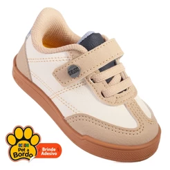 Tênis Infantil Menino Klin Flyer Anatômico Calce Fácil Estilo Samba - Bege