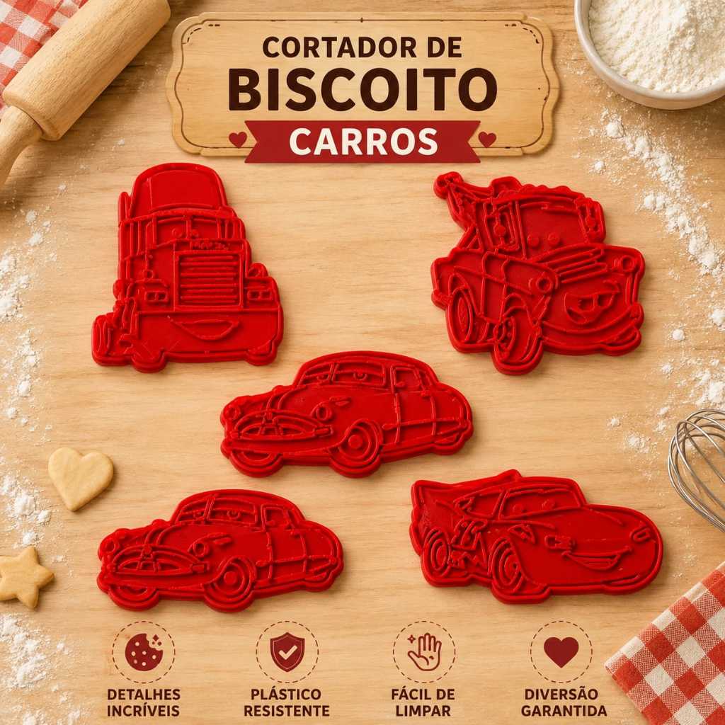 Cortador de Biscoito, Kit, Carros, Confeitaria, Biscoito Decorado, kit cortador de biscoito carros