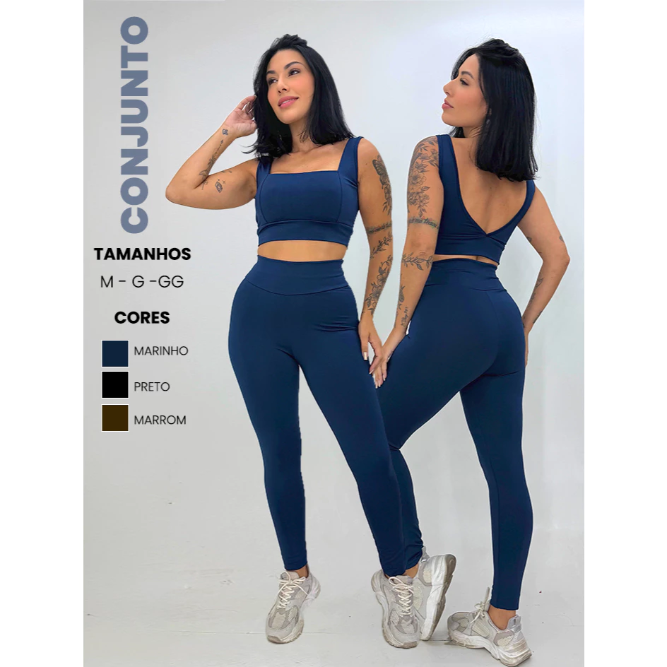 Conjunto Legging e Top Fitness Feminino Academia Zero Transparência