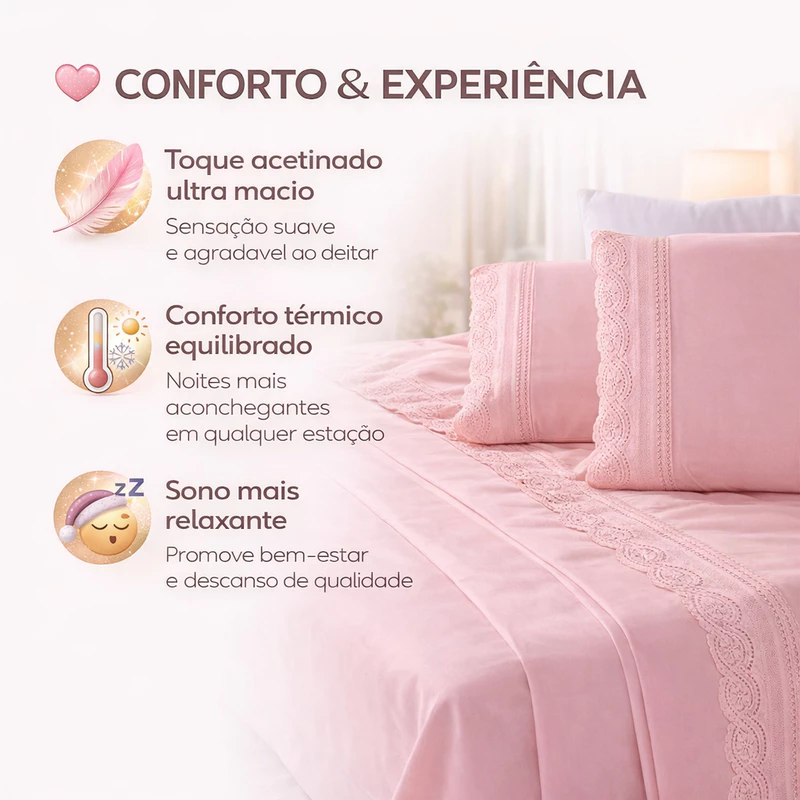 Jogo de Lençol Casal Queen King 400 Fios com Bordado Inglês — foto 3