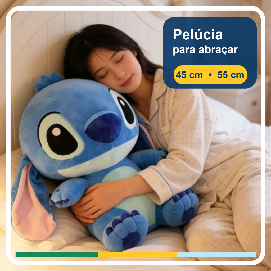 Pelúcia Stitch Azul 30cm, 45cm e 55cm - Boneco de Pelúcia Fofo, Brinquedo e Presente