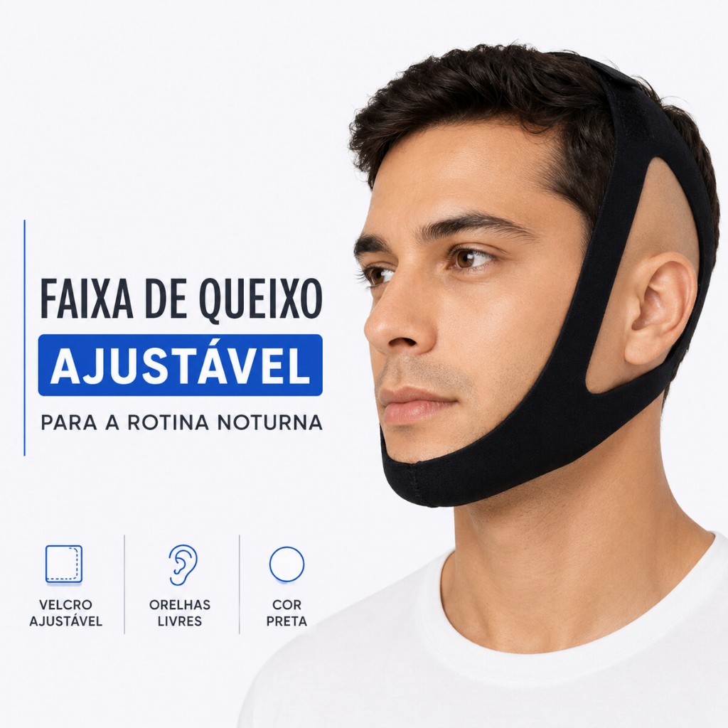 Anti Ronco Neoprene 3 Pontas Ajustável Neoprene Durma Faixa Cinta Queixo