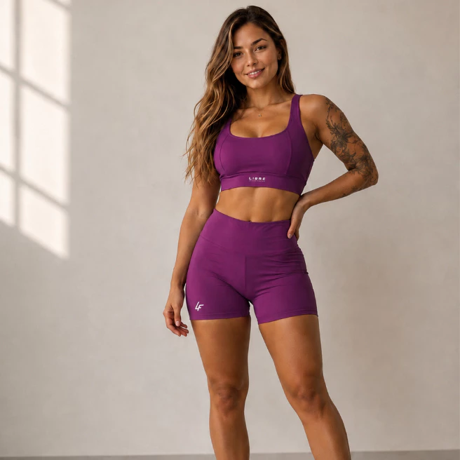 Conjunto De Academia Short E top Fitness Meia Coxa Feminino alta Compressão Zero transparência
