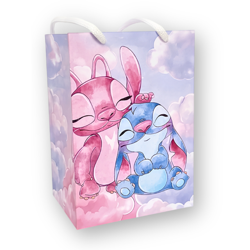 Sacolinha Surpresa Personalizada Festa Infantil Stitch Angel Lembrancinha Aniversário