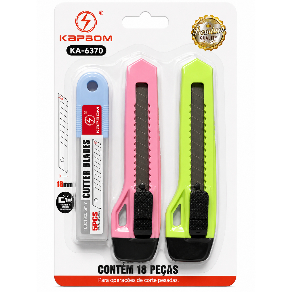 Kit 2 Estiletes Com Refil 5 Lâminas Extras E Cortador De Lâmina Papelaria Fofa Criativa Reforçado — imagem 2 de 2