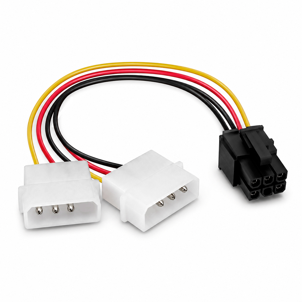 Cabo Adaptador Dual Molex P/ Pci-e 6 Pinos Placa De Vídeo