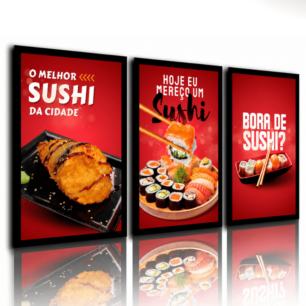 Quadros Decorativos Restaurante Sushi Temaki Comida Japonesa