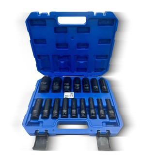 Kit Soquetes de Impacto Longo 1/2" GENAI 16 Peças 10‑32mm, Aço Resistente para Chave de Impacto