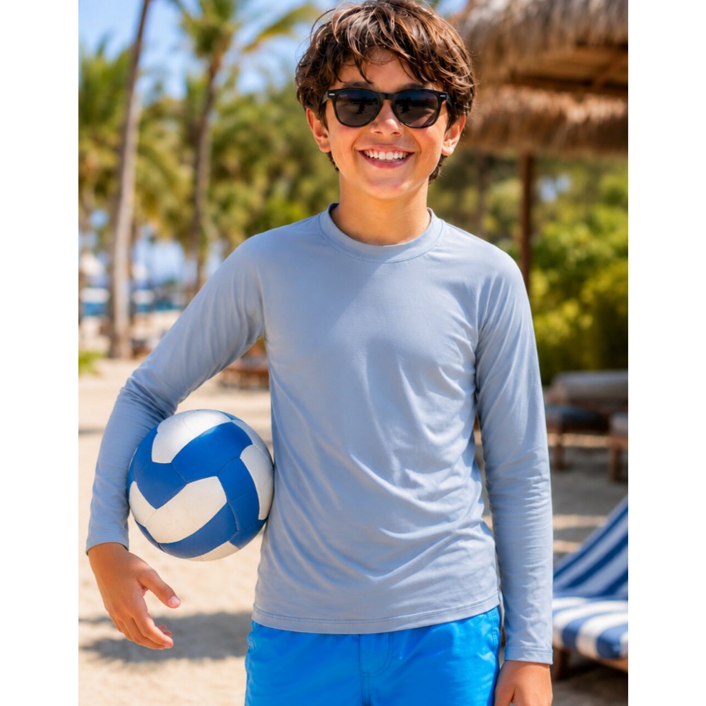 Camisa Infantil Natação Menina Menino Blusa Manga Longa Proteção Uv Unissex Moda Praia Piscina Bebes