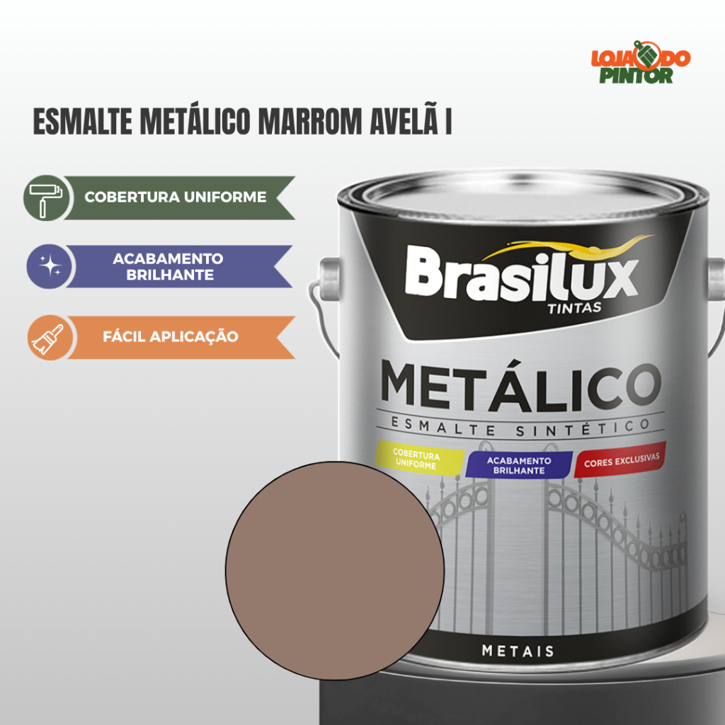 Tinta Marrom Avelã I Esmalte Sintético Metálico 3,6l Brasilux