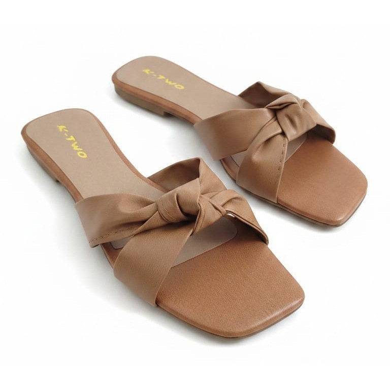 Sandália Rasteirinha Flat Nozão Feminina antiderrapante Leve Elegante Tendência, Rasteira Flat nó - Várias cores