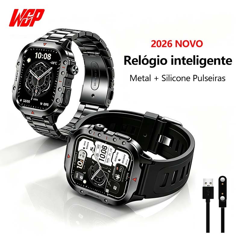 Imagem Smartwatch masculino Relógio inteligente WGP H11 2.01''AMOLED 45MM A tela à Prova de água Assistente de voz Universal