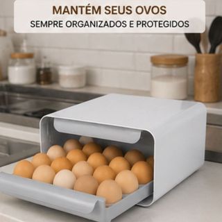 Porta Ovos Acrílico Organizador Geladeira Gaveteiro Dupla Capacidade