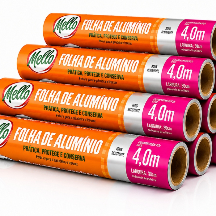 Kit 4 Unidades Papel Alumínio Mello 30cm x 4m