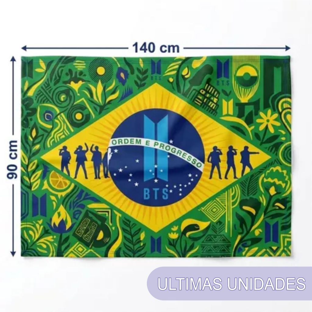 Bandeira BTS Brasil Shows Alta qualidade Resistente