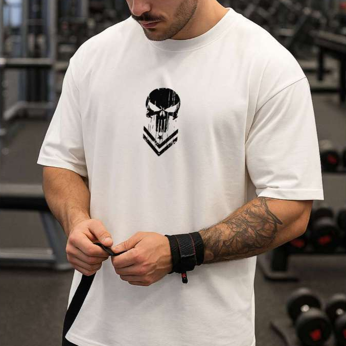 Camiseta Oversized JUSTI 05 Masculina Premium 100% Algodão Streetwear Caimento Perfeito Academia