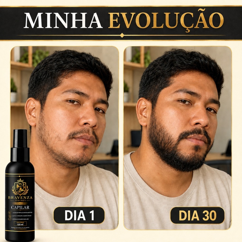 Bravenza Essence Tônico Capilar Cresce Cabelo Barba Bigode Cavanhaque Preenche Falhas Unissex 1
