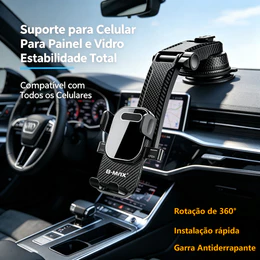 Suporte de Celular Veicular Automotivo para Carro Painel Para-brisa 360° Universal Ajustável