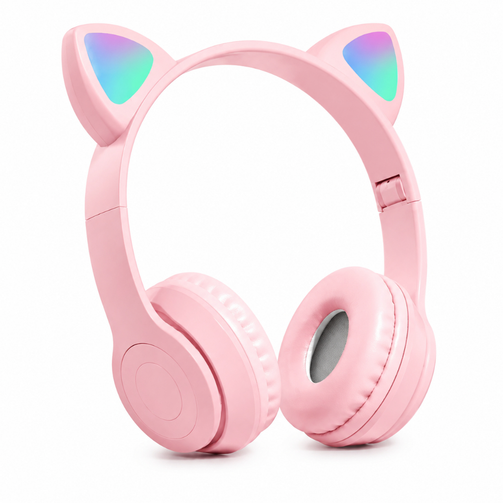 Fone Bluetooth Infantil Orelha de Gato LED com Microfone