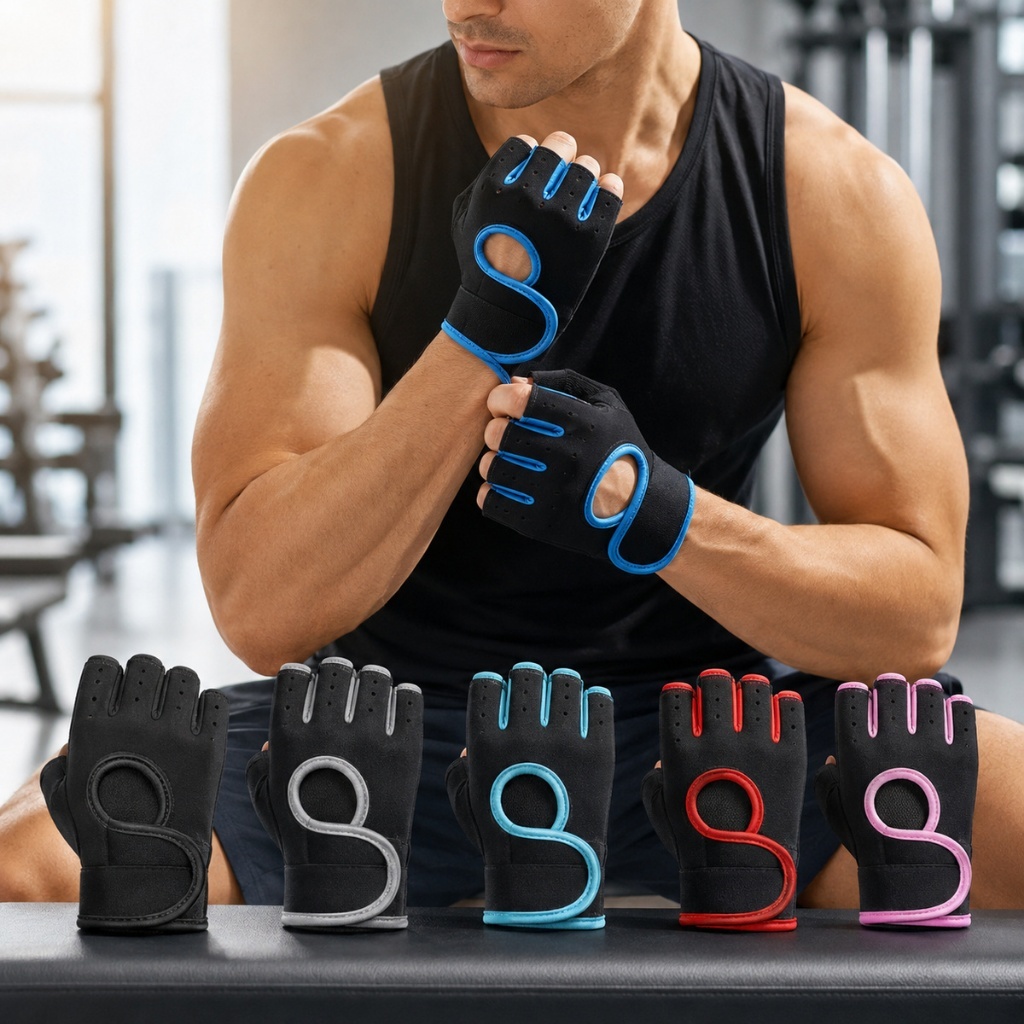 Luva de Academia Antiderrapante Feminina E Masculina Par de Luva Musculação Masculina Equipamentos e Ginástica