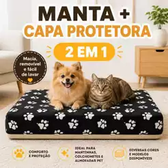 Kit 2 Mantas Pet com Elástico para Caminha e Colchonete 80x55 ou 90x60 Laváveis