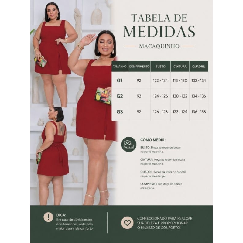 Macaquinho De Alça Plus Size Elegante Confortável Envio Imediato