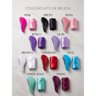 kit 20 peças sendo 10 escovas mágica e 10 toucas de cetim cabelo sem frizz envio
