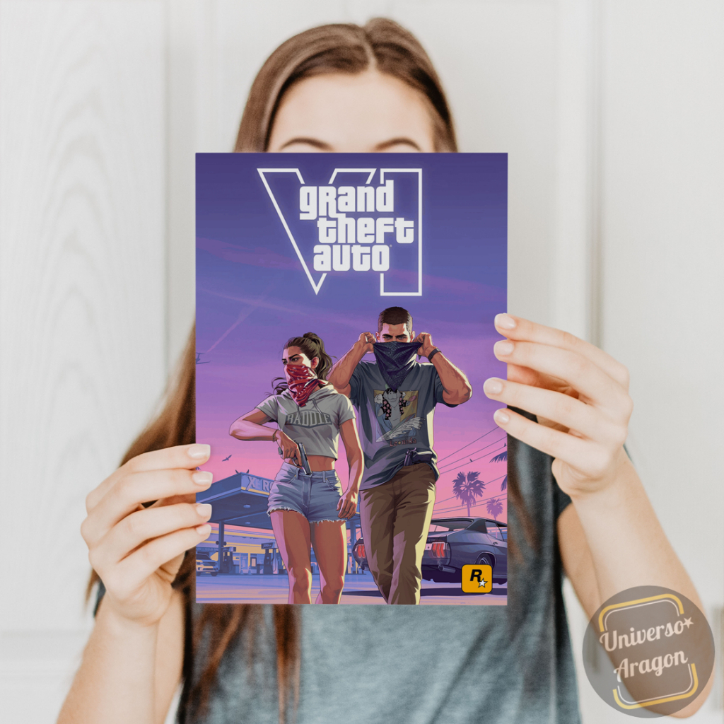 Placa Decorativa GTA 6 Decoração Quarto Gamer Grand Theft Auto VI