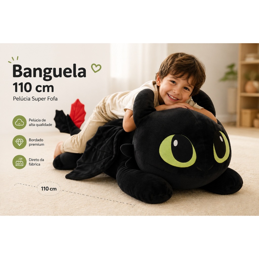 Banguela Fúria Da Noite Gigante 110 Pelúcia Super Fofo Pronta Entrega
