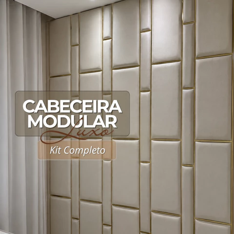 Kit Cabeceira de Cama Modulada Dominó Tetris Estofada Confortável Adesiva Cama Casal Queen e King