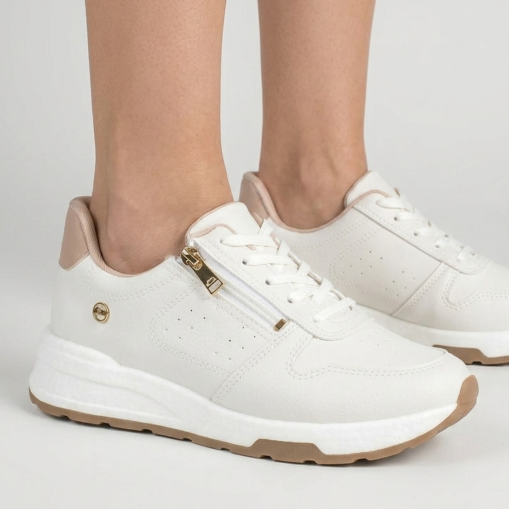 Tênis Feminino Casual Dakota Original Zíper Dourado Moderno Confortável Salto Anabela Leve