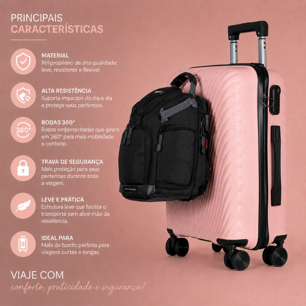 Mala De Bordo De Viagem 10kg De Mão Pequena ABS Reforçada Que Não Quebra