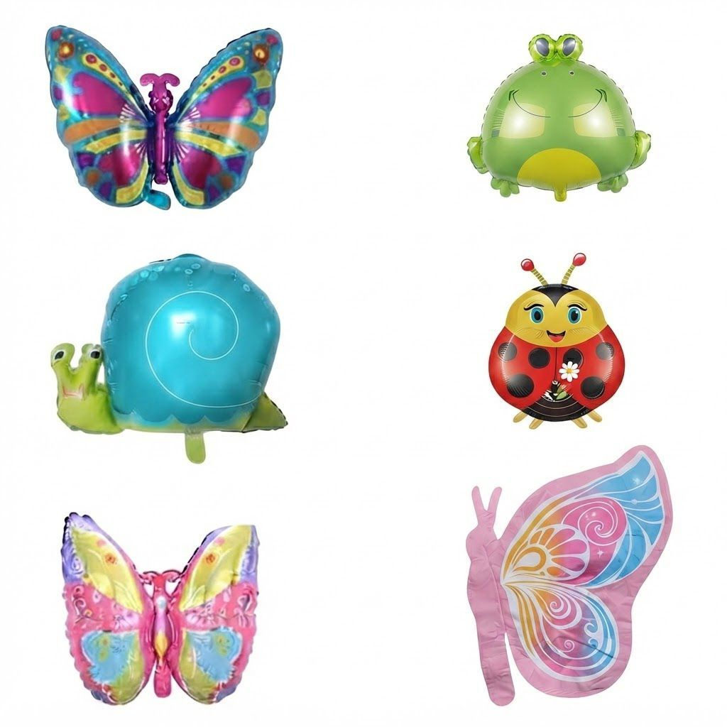 Kit 6 Balões Metalizados Jardim Encantado Borboleta, Sapo, Joaninha e Caracol — imagem 2 de 2