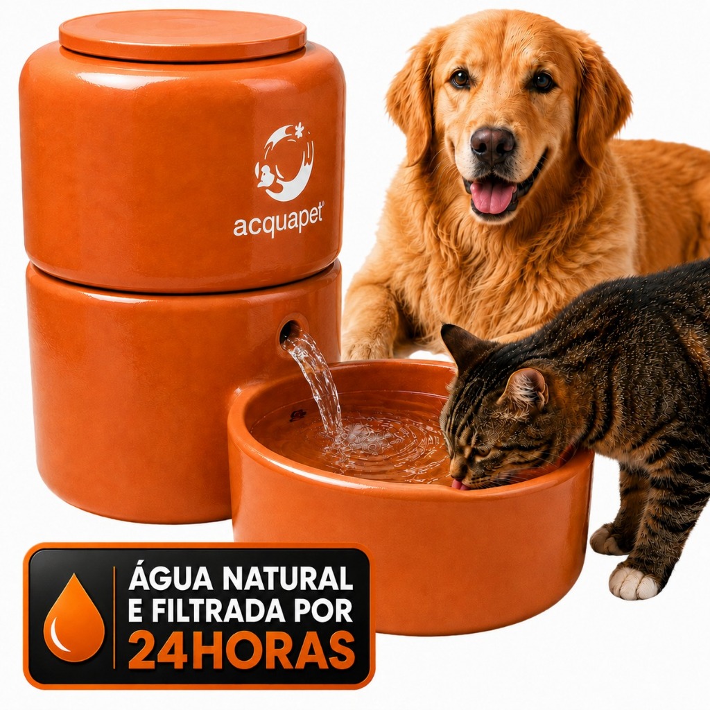 Filtro Barro Bebedouro PET 4L Filtro Água Cachorro Gato Cerâmica com Bomba