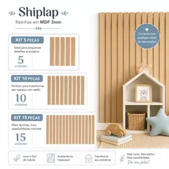 KIT 5/10/15 Ripas MDF cru 3mm ESTILO SHIPLAP LAMBRI Decorativo Painel Ripado Facil Colagem Montagem Varios Tamanhos